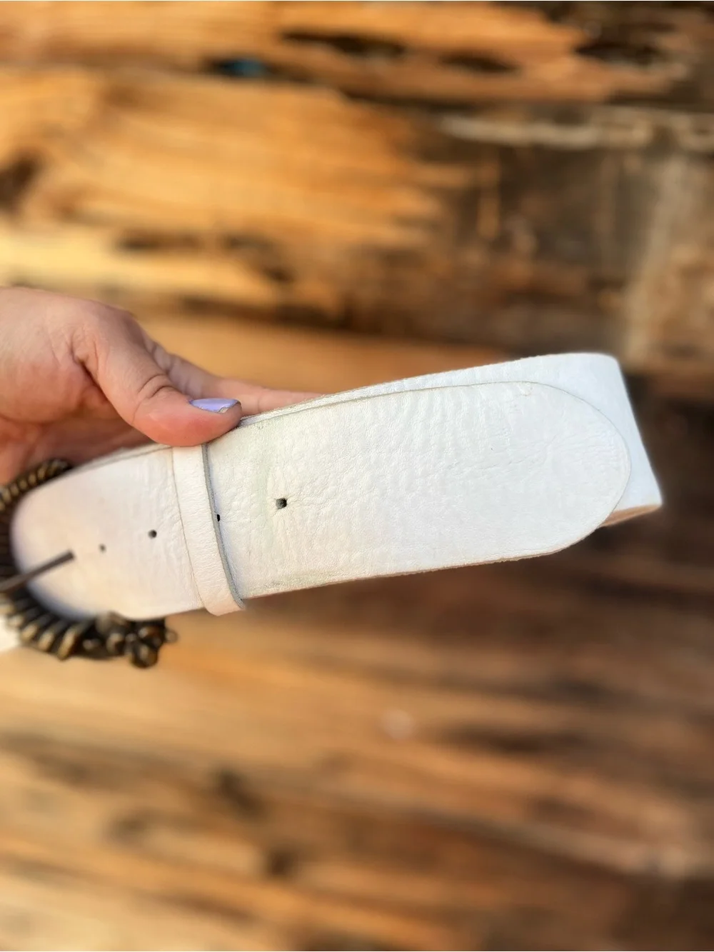 JUST CAVALLI | Y2K Cream White Leather Suede Belt 32-38